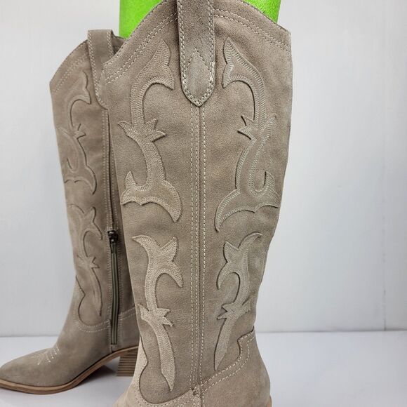 Dolce Vita Samare Western Cowgirl Light Beige Suede Tall Boots Size 5 - Picture 3 of 16
